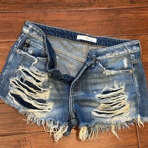 Kancan Blue Distressed Denim Shorts